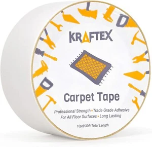 Kraftex doppelseitiges Teppichband strapazierfähig für Vorleger, Fliesen 30 Fuß, gelb  - Bild 1 von 7