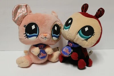 Lote de 2 littlest pet shop Hasbro bichos de pelúcia rato e joaninha S8 - Imagem 1 de 4