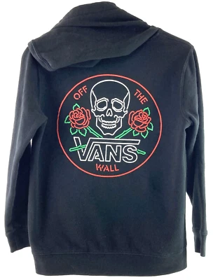 VANS Boys Sweater Size Medium Black Off the Wall Rose Skull Graphic Pullover - Image 1 of 4