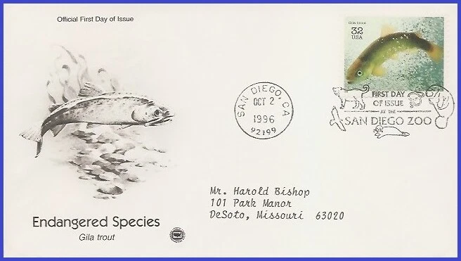 USA4 #3105j ADDR PCS ARTCRAFT FDC   Endangered Species Gila Trout - Image 1 of 1