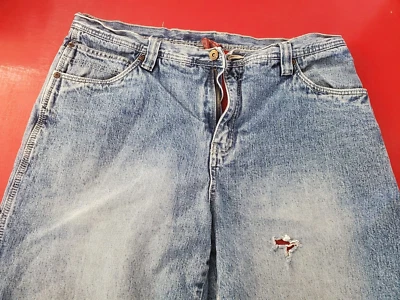 Мужская синяя джинсовая ткань, красный флис с подкладкой на открытом воздухе повседневная рабочая одежда ~ размер 36 x 32 - Изображение 1 из 4