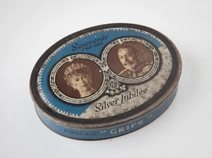 1935 Silver Jubilee George V ~ First Aid "Grips" Pastilles Tin Metal Box - Picture 1 of 8