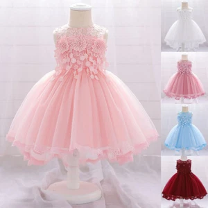 Baby Girl Princess Tulle Dress Flower Girl Wedding Evening Party Dress Ball Gown - Picture 1 of 22
