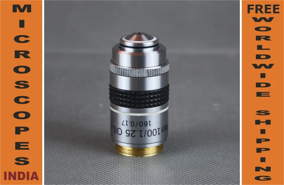 PLAN 显微镜油 100x Objective 带 IRIS 隔膜 Brightfield & Darkfield — 第 1/1 张图片