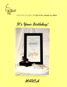 MARCH It's Your Birthday Sampler patrón de bordado por Skat Kat Designs - Imagen 1 de 2