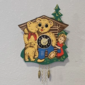 Reloj de Pared Ricitos de Oro y Tres Osos Vintage Hecho en Alemania Funcionando Ojos en Movimiento - Imagen 1 de 6