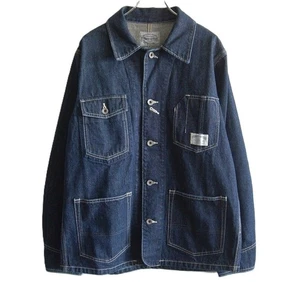 STUDIO D'ARTISAN Denim Chore Coat Jacket Railroad Work Wear 38 M Indigo Japan - Picture 1 of 15