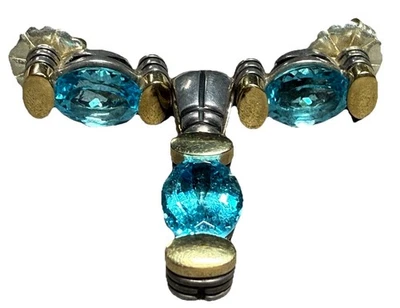 Lote de brincos de topázio azul ouro 14k prata esterlina John Atencio - Imagem 1 de 4