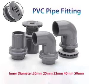 ID 20mm - 50mm PVC Pipe Fitting Elbow 90° Tank Connector Bulkhead for Aquarium - Picture 1 of 34