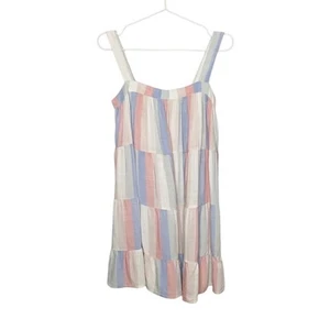 Splendid Adorn Pastel Striped Tiered A-Line Tank Dress Girls 14 - Picture 1 of 5