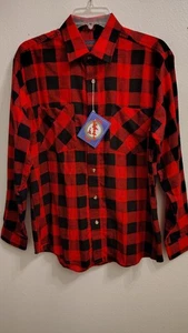 McGREGOR RED/BLACK PLAID LONG SLEEVE SHIRT - 100% COTTON - SIZE M - NWT - Picture 1 of 7