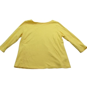 Isaac Mizrahi Live Essentials Shirt Womens Large Yellow 3/4 Sleeve Boat Neck Top - Picture 1 of 10