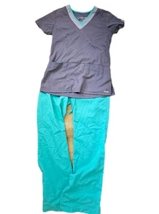 Grey's Anatomy Teal And Gray Scrubs Set, Fandom, Top And Bottom - Picture 1 of 3
