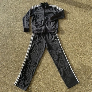 Adidas Mens Large 3 Stripes Tracksuit Jacket & Pants Set Blue Full Zip - Picture 1 of 5
