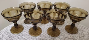 7 Imperial Glas Old Williamsburg Nussbraun Champagner Groß Sherbet Glas 4,75"  - Bild 1 von 12