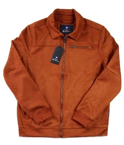 Ben Sherman Mens Jacket L Faux Suede Bomber Full Zip Long Sleeve Rust $149 NEW - Picture 1 of 7