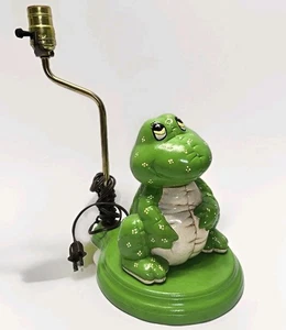 Vintage Frog Lamp Whimsical Green Ceramic Base Retro Table Light Home Decor - Picture 1 of 7