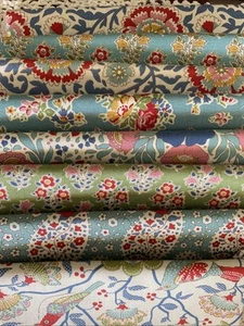 SALE - TILDA - JUBILEE/ FARM FLOWERS - 8 x Fat 1/8 Bundle - Blue/Teal/Green - Picture 1 of 1