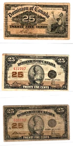 (3 FÜR 1) "DOMINION OF CANADA" (25 CENT SCHEINE) "3 FÜR 1" (DOMINION OF CANADA)!! - Bild 1 von 2