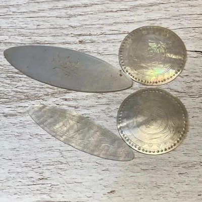 Vintage Antique Chinese Carved Mother Of Pearl Gaming/Betting/Gambling TOKENS  - Image 1 of 4