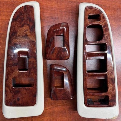 Juego completo de molduras de interruptor de ventana de grano de madera Escalade Platinum 2003-2006 envoltura de cuero Foto 1 de 4