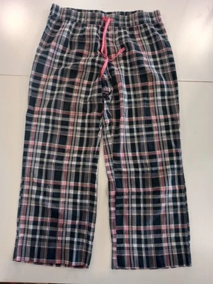 Secret Treasures Women's Plaid Pajama Pants L Black Pink White Drawstring - Image 1 of 4