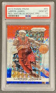 2013-14 Panini Prizm Red White Blue Mosaic RWB LeBron James #65 PSA 10 LOW POP - Picture 1 of 3