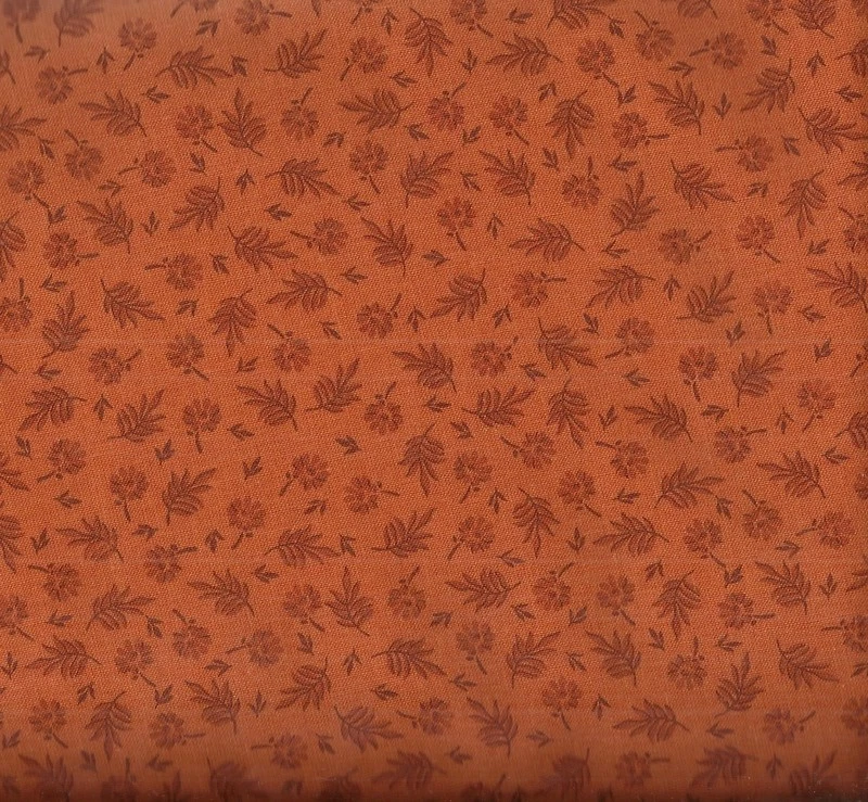 Tecido David composto flores e folhas laranja - Imagem 1 de 1