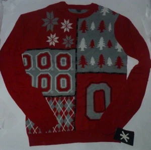 NEW KLEW NCAA Ohio St Buckeyes Ugly Xmas Christmas Sweater Men L Large NWT - Picture 1 of 3
