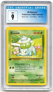 CGC 9 MINT Deutsch Bulbasaur / Bisasam Base 1. Edition 1999 Pokemon 44/102 -10 - Bild 1 von 2