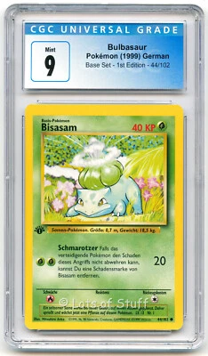 CGC 9 MINT German Bulbasaur / Bisasam Base 1st Edition 1999 Pokemon 44/102 -10 - Image 1 of 2
