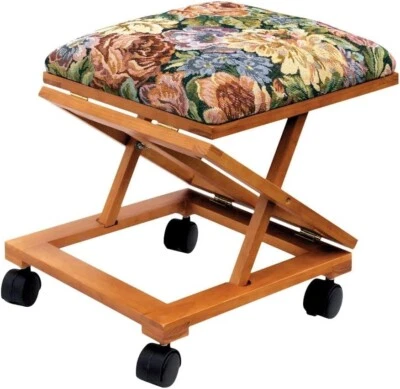 Adjustable Fold-A-Way Tapestry Fabric Collapsible Foot Stool Foot Rest  ~ NIB - Image 1 of 4