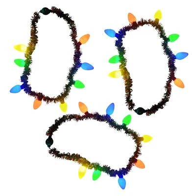 Collar de Navidad Iluminado con Bombillas LED Coloridas Guirnalda de Oropel Lei Paquete de 3 Foto 1 de 4