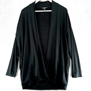 Banana Republic Womens M Baby Terry Cardigan Long Sleeve Open Front Black - Picture 1 of 20