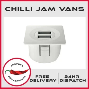 Estación de carga USB cuadrada 12V con cable de conexión, blanca para autocaravana o hogar - Imagen 1 de 5