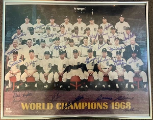 1968 Detroit Tigers Autographed team 16x20 with 28 Autos Kaline Horton Mathews - Picture 1 of 9