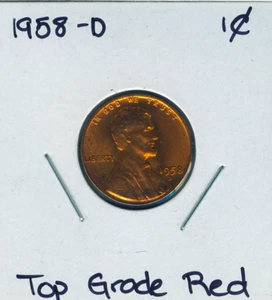 1958-D Lincoln Cent Top Grade Quality Red - Picture 1 of 2