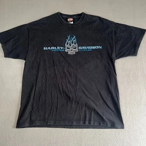 Harley Davidson T-Shirt Size XL Black Skull Flames Bedford Heights Ohio - Imagen 1 de 10