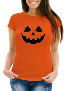 Damen T-Shirt Kürbis Halloween Party Kostüm Fasching Herbst Frauen Fun-Shirt - Bild 1 von 3