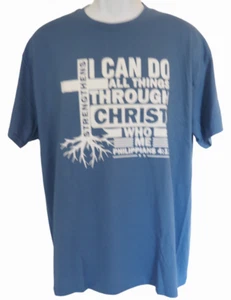 Camiseta I Can Do All Things Through Christ Who Strengthens Me Azul Talla Grande - Imagen 1 de 3