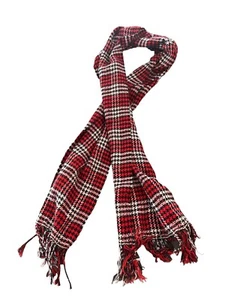 Bufanda silenciador unisex roja negra sensación de cachemira diseño escocesa borde de flecos - Imagen 1 de 2