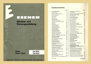 Eicher 3013  3014 Wotan II Schlepper Betriebsanleitung Original 1969 - Zdjęcie 1 z 1