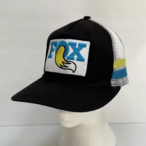 Fox Racing Hat Cap Mesh Snapback Black White Two Striped Adjustable Mens - Picture 1 of 8