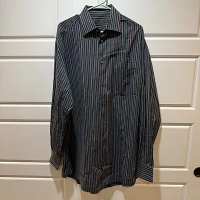 Camisa de vestir Ermenegildo Zegna a rayas manga larga abotonada XLT Foto 1 de 4