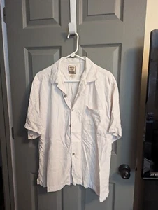 Tommy Bahama Shirt Mens L Off White Solid Silk Collared Short Sleeve Button * - Picture 1 of 5
