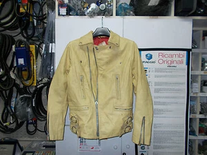 GIUBBINO DA MOTO GIALLO IN SIMILPELLE ANNI 70-80 - Picture 1 of 2