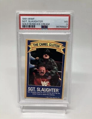 1991 WWF SGT. SLAUGHTER GOLD BOND ICE CREAM PSA 3 , Rare - Image 1 of 2