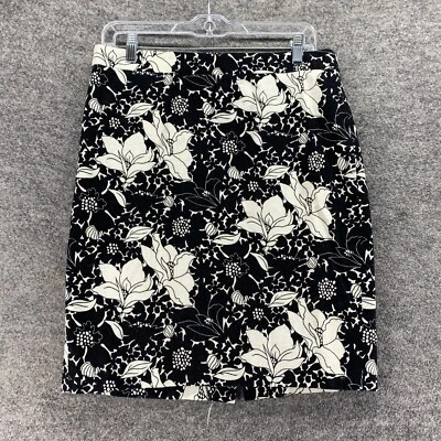 J. Женская юбка-экипаж 6 черный цветочный карандаш миди-молния средняя посадка с подкладкой хлопок - Изображение 1 из 4