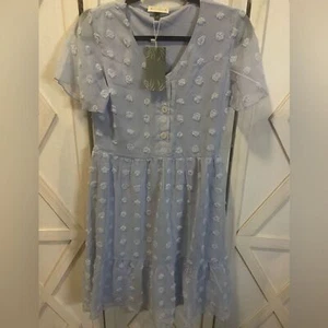 Women’s Babydoll Polkadot Dress_Powder Blue_XS - Picture 1 of 6