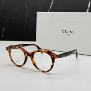 NEW CELINE CL41458 086 HAVANA ROUND UNISEX CELINE EYEGLASSES - Picture 1 of 12